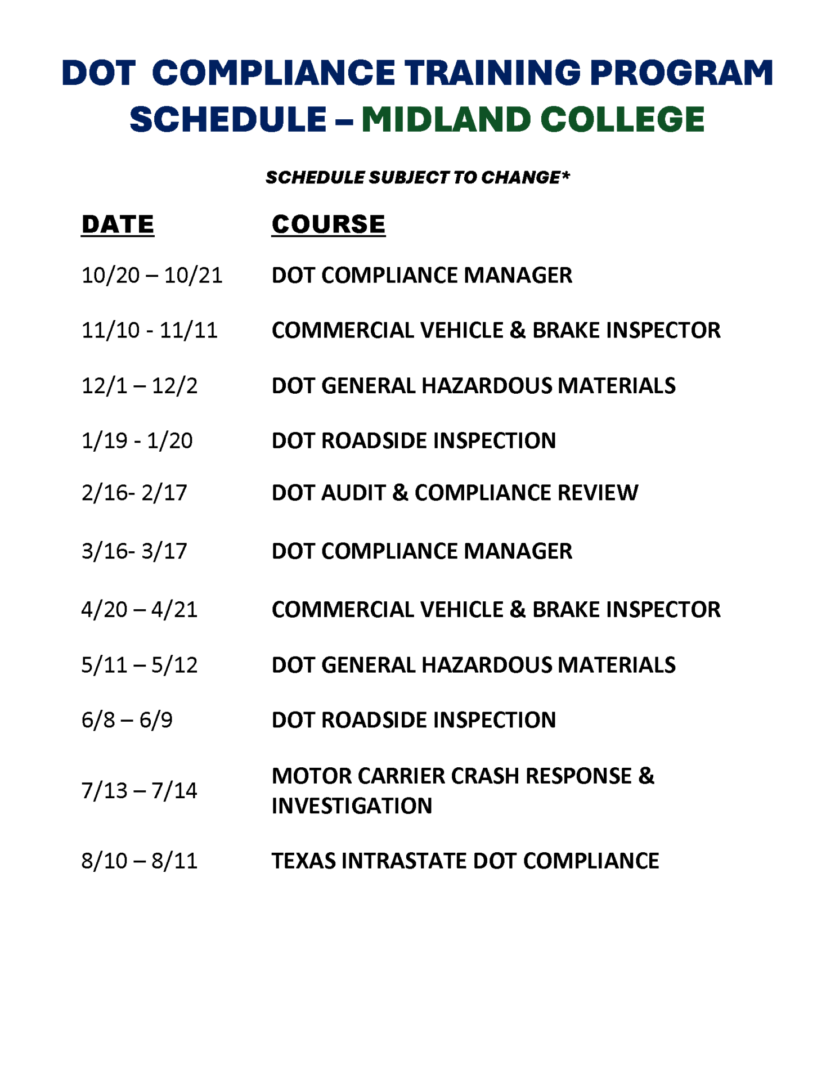 2026-2027 MIDLAND SCHEDULE